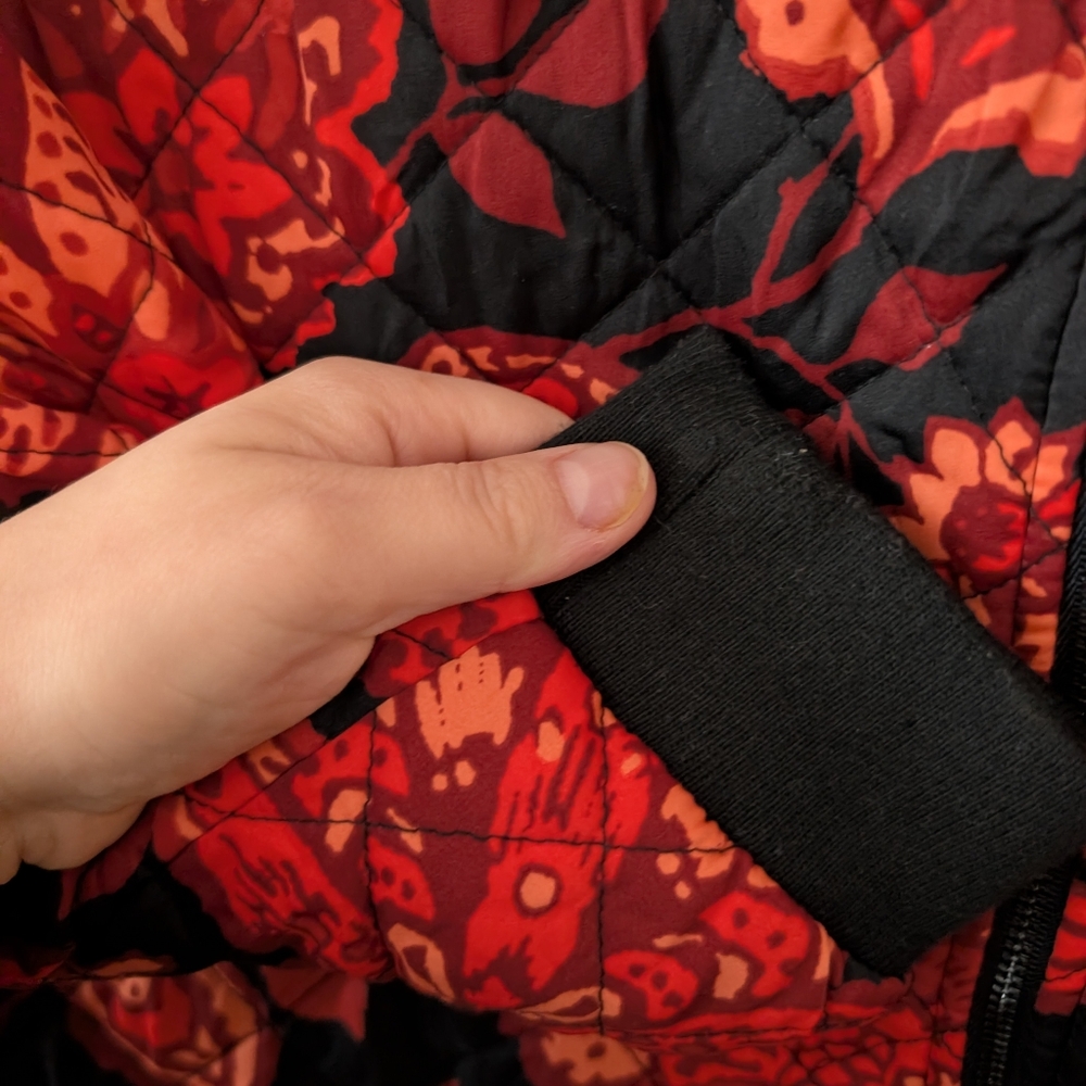 Jason Wu Red‎ Black Floral Quilted Bomber Jacket Size Medium - Picture 4 of 8